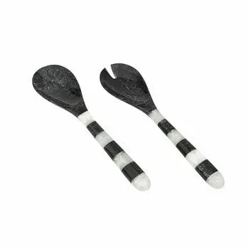 Godinger Lucente Salad Server salatbestik sort hvid resin