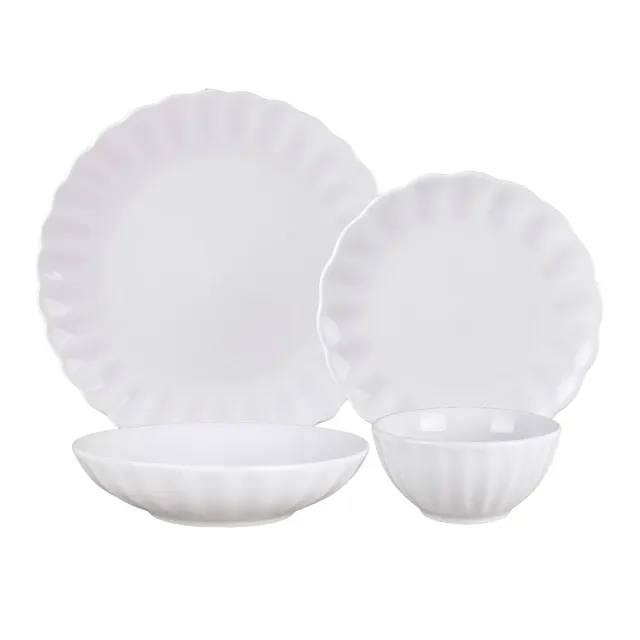 Godinger Viera middagsservice 16 dele hvid porcelæn