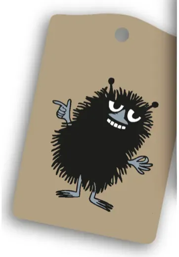 Opto Design Moomin Stinky kuffertmærke beige 7,5x5 cm