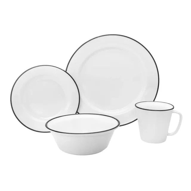 Godinger Bistro spisestel 16 dele sort kant 4 pers