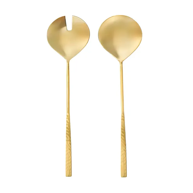 Godinger Sculpted salatbestik guld hamret