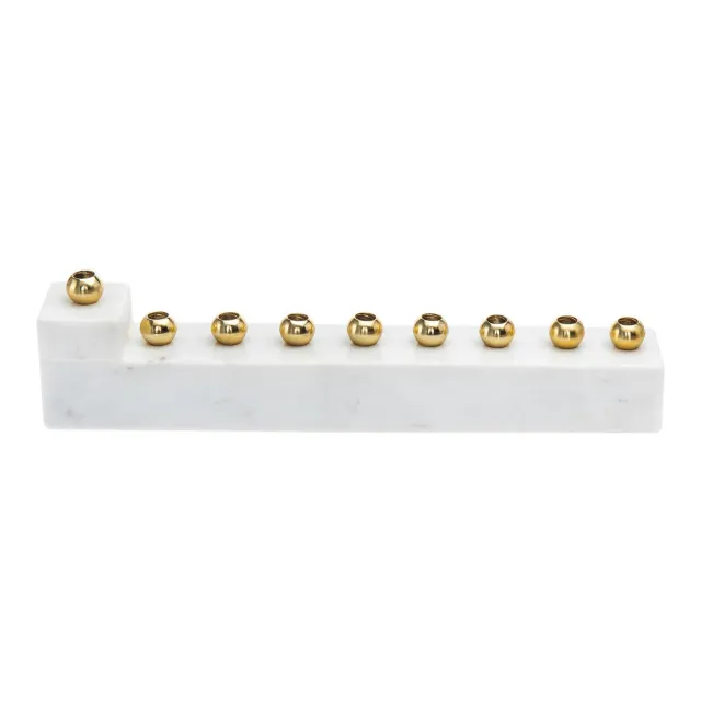 Godinger L Marble menora hvid marmor guld