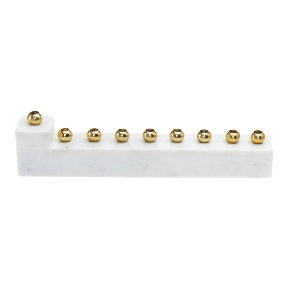 Godinger L Marble menora hvid marmor guld