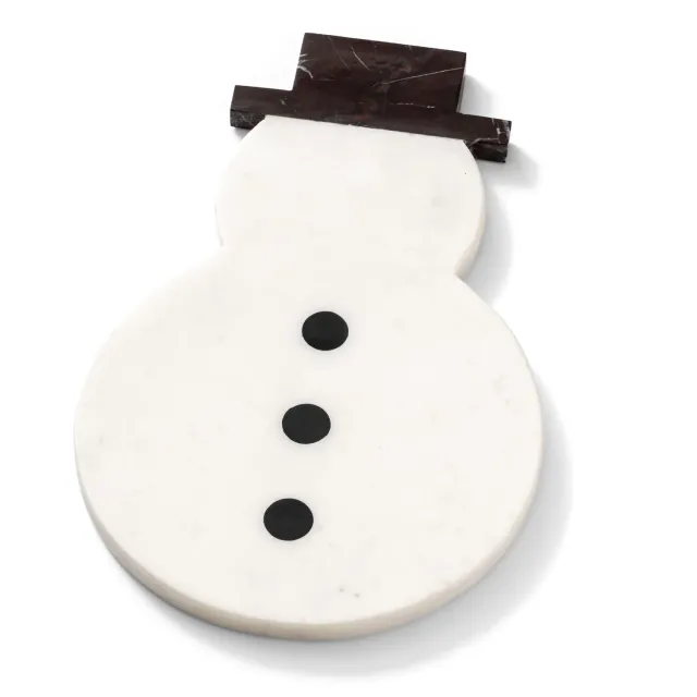 Godinger Snowman serveringsbraet hvid marmor