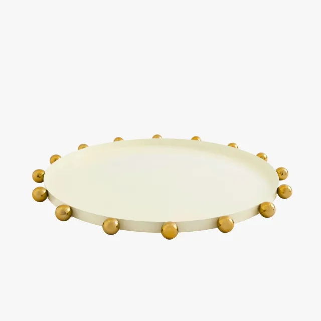 Godinger Temari White Gold serveringsbakke rund hvid