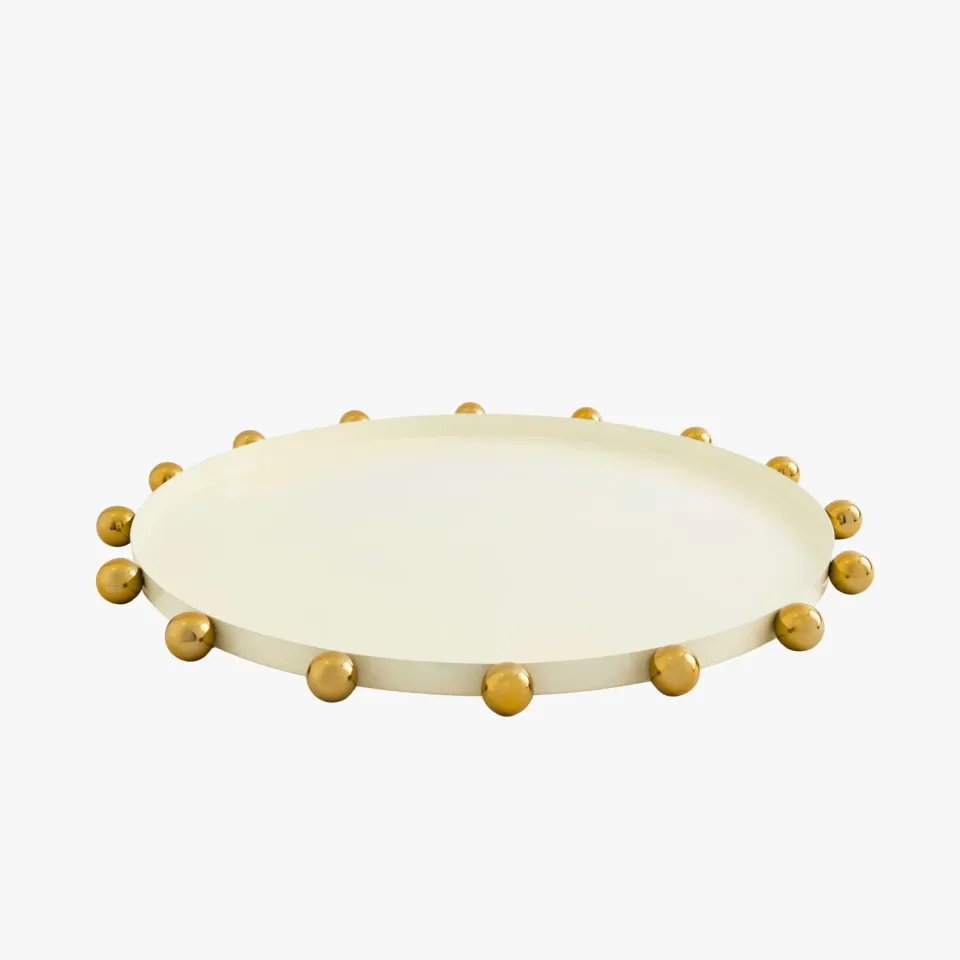 Godinger Temari White Gold serveringsbakke rund hvid
