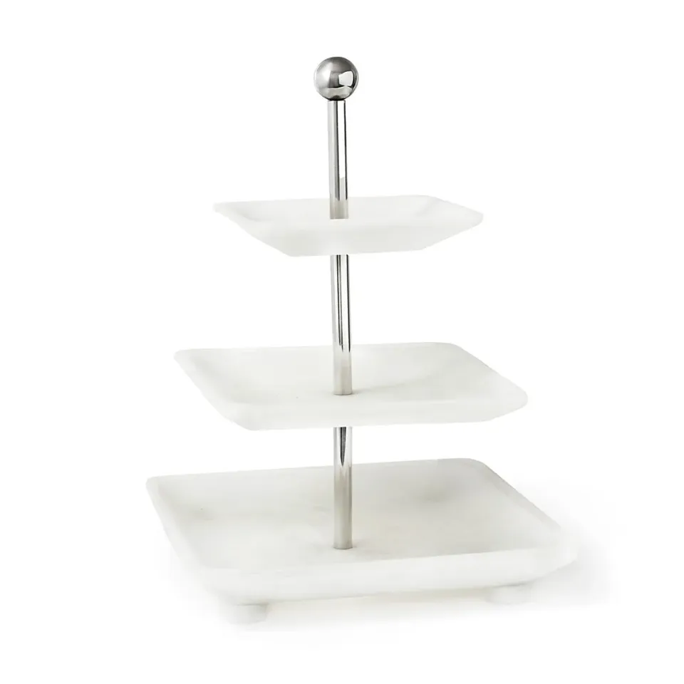 Godinger Azure etagere i mat hvid resin 3 etager