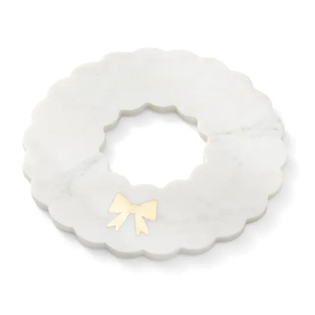 Godinger Wreath serveringsbræt hvid marmor guld