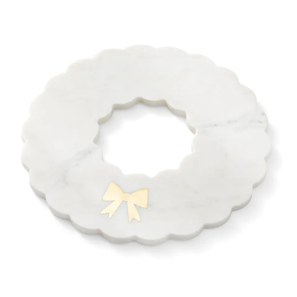 Godinger Wreath serveringsbræt hvid marmor guld