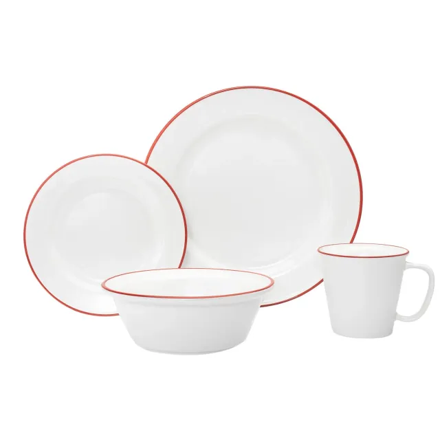 Godinger Bistro Red Rim middagsservice 16 dele rød kant