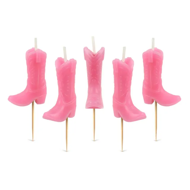 Fred & Friends Wild Wild Wicks cowboystøvle kagelys 5 stk pink