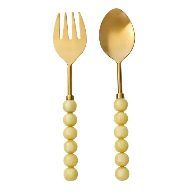 Godinger Rathlin salatbestik gul resin 2 dele guld