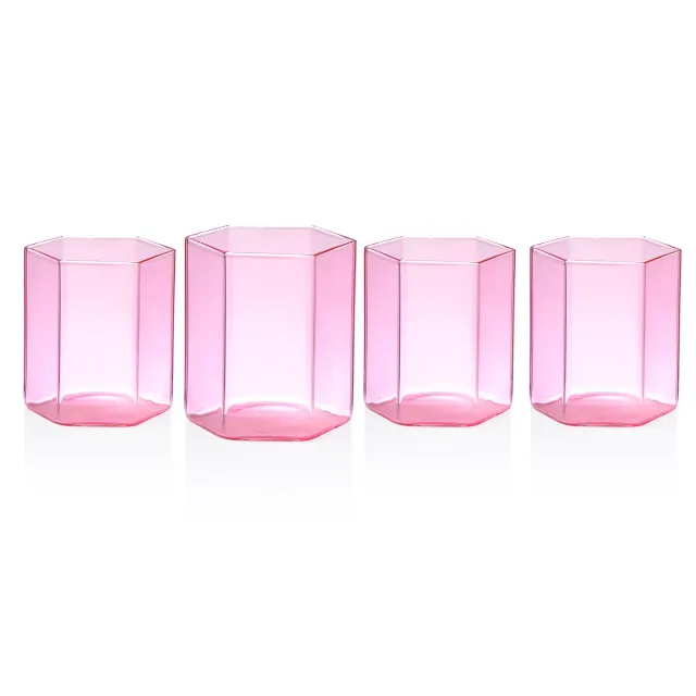 Godinger Helix Double Old Fashion whiskyglas 4 stk pink borosilikat
