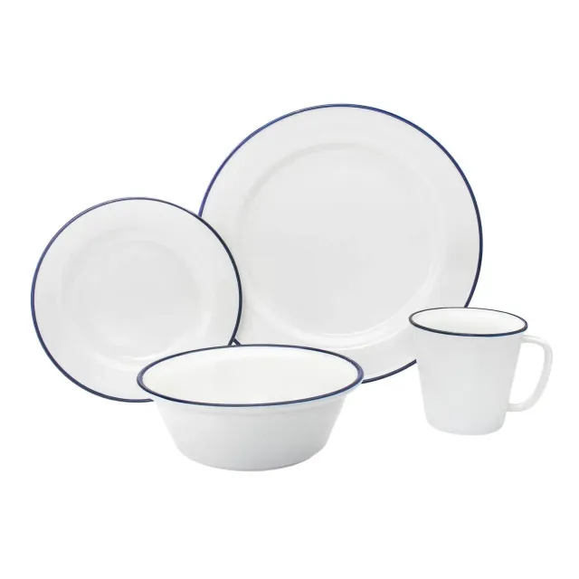 Godinger Bistro Blue Rim spisestel 16 dele porcelæn