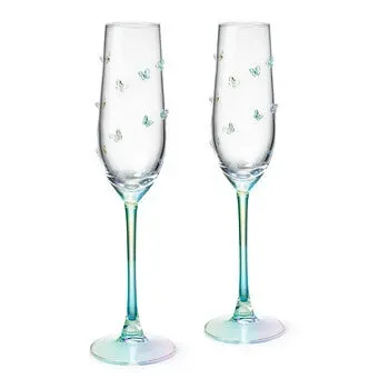 Godinger Luster Butterfly Flute champagneglas 2 stk iriserende