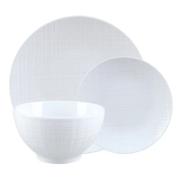 Godinger Freemont middagsservice 12 dele hvid porcelæn