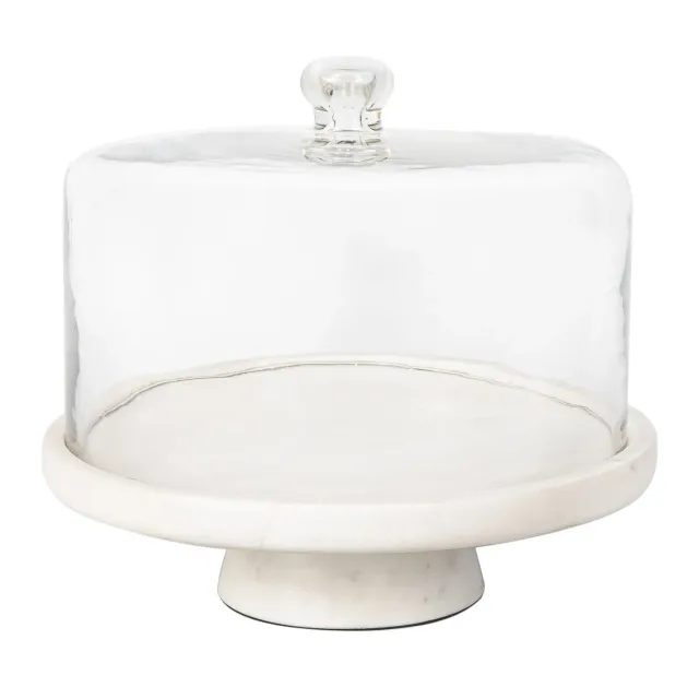 Godinger Marble kagefad med kuppel hvid marmor