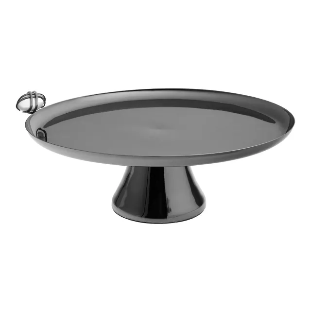 Godinger Midnight Pebble kagefad sort hvid 32 cm